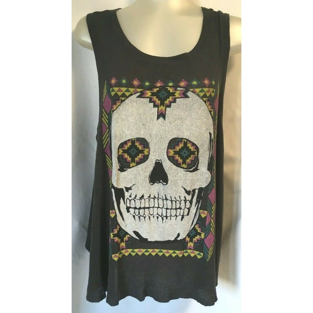 Daydreamer LA Women Top 3D Black Split Back Rayon Blend Flare Made In USA Size M